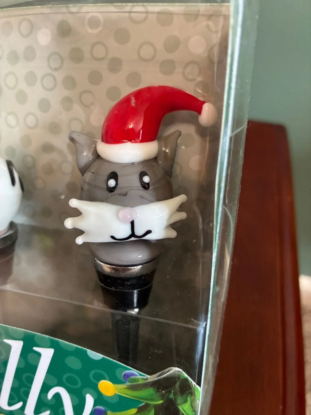 Jolly Mouse and Cat Art Glass Winestoppers NWT Handcrafted Gift